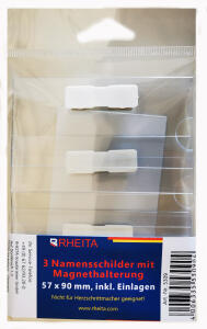 Rheita Namens-oder Visitenkartenschilder mit Magnet, aus PVC, transparent, 57 x 90 mm, 3er Pack