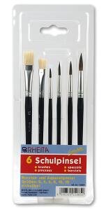 Schulpinsel-Set 6-teilig 2 Borstenpinsel 4 Aquarellpinsel