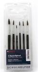 Rheita Aquarellpinsel-Set 6-teilig Größen 2-4-6-8-10-12, schwarz, spitze Form aus Naturhaar in Klarsichtetui