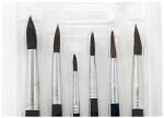 Rheita Aquarellpinsel-Set 6-teilig Größen 2-4-6-8-10-12, schwarz, spitze Form aus Naturhaar in Klarsichtetui