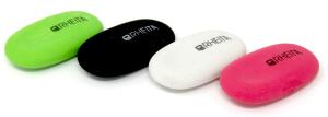 Rheita ergonomische Radierer, PVC-frei, farblich sortiert, 2 Stück auf Blisterkarte