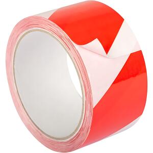 Warnband schraffiert, Farbe: weiß/rot, 66 m x 50 mm, selbstklebend