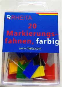 Rheita Markierungsfahnen, farblich sortiert, 20 Stück in Klarsichtbox mit Eurolochung