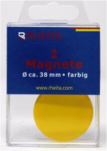 Rheita Magnete 38 mm rund, farblich sortiert, Tragfähigkeit 800 g, 2 Stück in Klarsichtbox