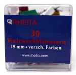 Rheita Foldback-Klammern 19 mm, farblich sortiert, 30...