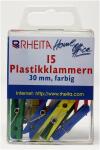 Rheita Plastikklammern 30 mm, farblich sortiert, 15...