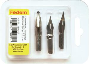 Rheita Federnset 3mm, Crown- Spitz- Ornamentfeder,3 Stück in Klarsichtbox