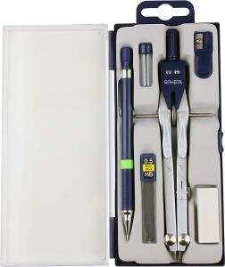 Schnellverstellzirkelset 6-tlg Zirkel, Spitzer Radierer Druckbleistift