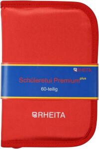 Rheita Schüleretui Premium, 60-teilig, farblich sortiert, abwaschbares Material