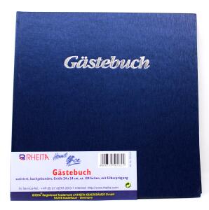 Rheita Gästebuch mit 128 Seiten buchgebunden mit Lesezeichen, 130g/m² Papie hochweiß, satiniertes Cover mit Silberprägung