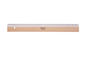 Rheita Holzlineal, naturbelassen mit weißer Facette, 30 cm, mit Tuschekante