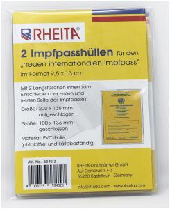 Rheita Impfpasshüllen im 2er Set für den „neuen internationalen Impfpass“, transparent, 200 x 136 mm
