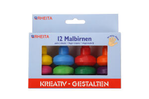 Rheita Wachsmaler "Wachsmal-Birne" für Kleinkinder, stapelbar, wasserfest, 12 Stück im Pappetui