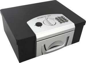 Rheita Dokumentenkassette mit Griff Zylinderschloss und elektronisches Zahlenschloss, schwarz, Gewicht 5 kg