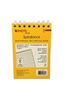 Rheita 2er Pack Doppel-Spiralblöcke A7 kariert, FSC zertifiziertes Papier, perforiert für perfektes Abreißen, 50 Blatt pro Block, 70g/m²