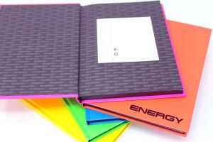 Rheita Kladde "Energy" mit umlaufenden Druckrand, A5, liniert, 96 Blatt, 70g/m², 5 Farben sortiert