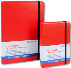 Rheita Notizbuch mit Leseband, Gummizugverschluss, Aufbewahrungstasche, A5, liniert, 96 Blatt, 80g/m²