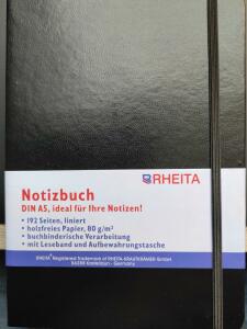 Rheita Notizbuch mit Leseband, Gummizugverschluss, Aufbewahrungstasche, A5, liniert, 96 Blatt, 80g/m²