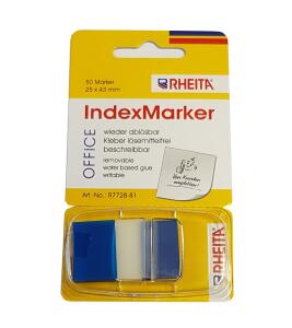 Indexe aus Folie im Spender, blau/transparent, 25 x 43 mm, 50 Blatt