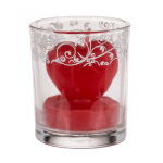 OOTB Herz-Kerze im Glas mit Dekor ca. 6 x 5 cm