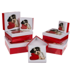 OOTB Rot/weiße Geschenkkartonage Hund mit Herz
