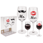 OOTB Weinglas Mr & Mrs mit Kussmund- &