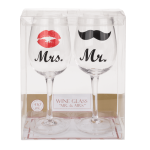 OOTB Weinglas Mr & Mrs mit Kussmund- &