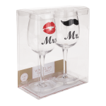 OOTB Weinglas Mr & Mrs mit Kussmund- &