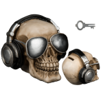 OOTB Spardose Totenkopf mit Kopfhörer &...