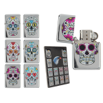 OOTB Benzin-Feuerzeug Coloured Skull 6-fach sortiert
