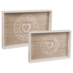 OOTB Weiß/naturfarbenes Holz-Tablett I love my home