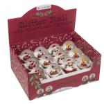 OOTB Schneekugel Weihnachtsfigur auf rotem & grünem