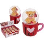 OOTB Glitterkugel Bär auf Sockel Tasse I love you