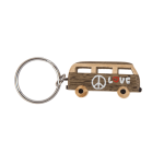 OOTB Metall-Schlüsselanhänger Naturholz-Hippie Bus