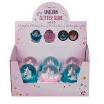 OOTB Glitterkugel Einhornkopf auf Sockel mit Federm &