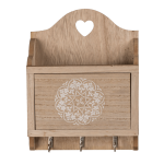 OOTB Naturfarbener Holz-Schlüsselkasten mit 3 Haken &