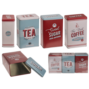 OOTB Rechteckige Metall-Dose Nostalgie (Coffee Tea &