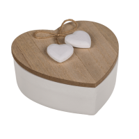 OOTB Weiße Herz-Holz Dose mit Deckel &