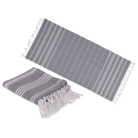 OOTB Weiß/graues Fouta-Hamamtuch (für Sauna & Strand)