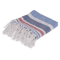 Weiß/blau/rotes Fouta-Hamamtuch