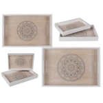 OOTB Weiß/naturfarbenes Holz-Tablett Mandala