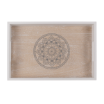 OOTB Weiß/naturfarbenes Holz-Tablett Mandala