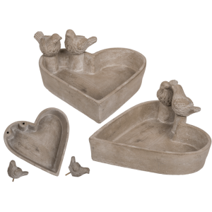 OOTB Vogeltränke Herz ca. 20 x 4 cm mit 2 Vögeln