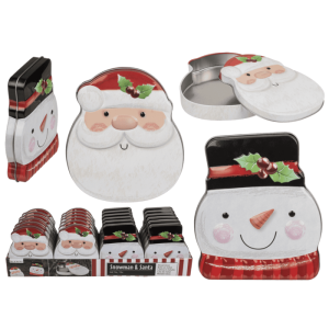 OOTB Metall-Dose Schneemann & Weihnachtsmann sortiert