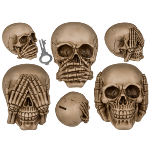 OOTB Spardose mit Schloss Totenkopf - Die 3 Affen