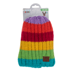 OOTB Kinder-Kuschel-Mütze mit Bommel Rainbow Colours