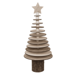 OOTB Holz-Tannenbaum mit Stern auf Baumstumpf-Standfuß