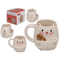 Dolomite-Becher mit Keksfach, Katze,