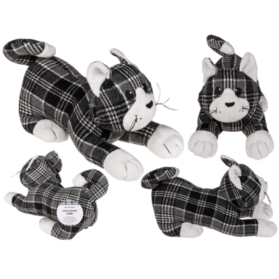 OOTB Schwarz/grau/weiß karierter Türstopper Katze