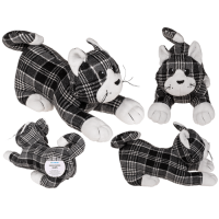 OOTB Schwarz/grau/weiß karierter Türstopper Katze
